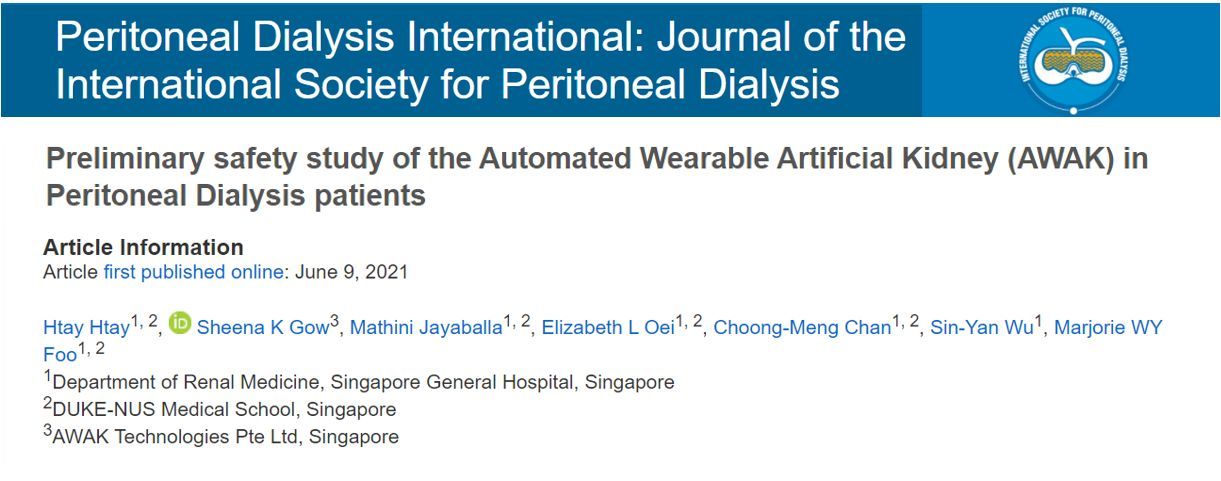 Vivance (Formerly AWAK) in ISPD (International Society for Peritoneal Dialysis) journal