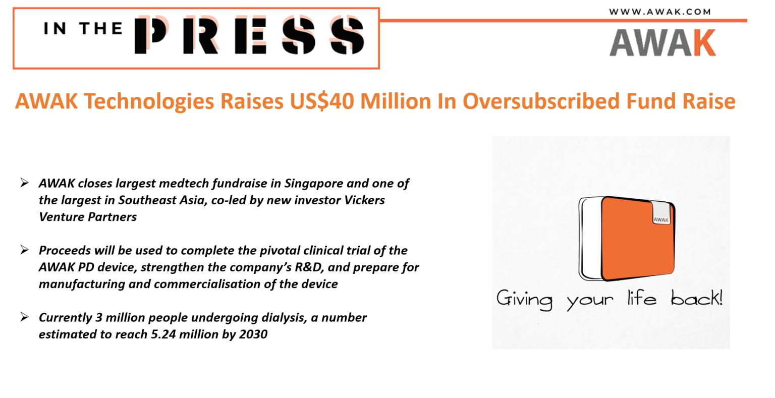 Vivance (formerly AWAK Technologies) Raises US$40million in oversubscribed fund raise